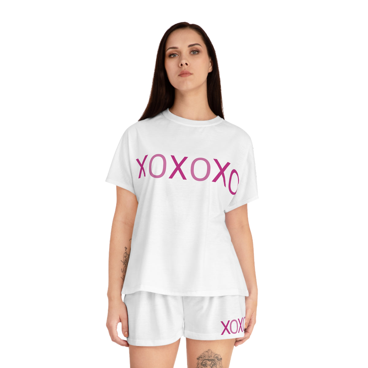 Hugs and Kisses Women's Short Pajama Set (AOP)