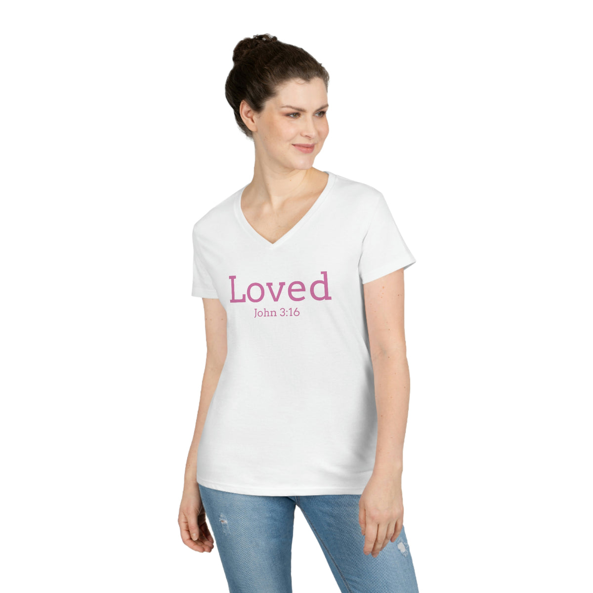 "Loved" Ladies' V-Neck T-Shirt