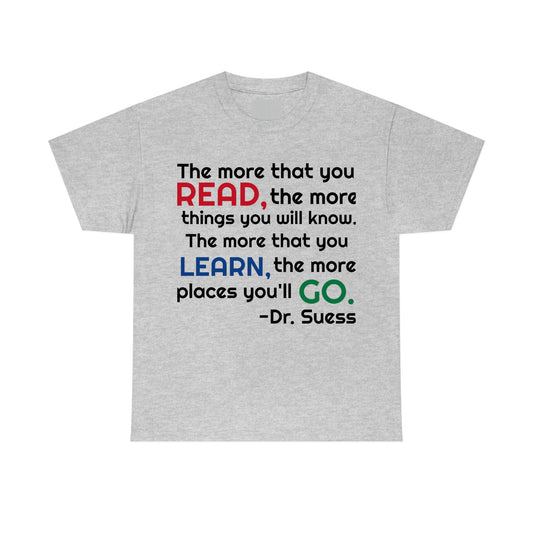 Read, Learn, Go Unisex Heavy Cotton Tee